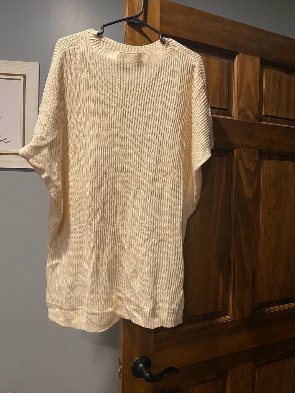 Light Cream Ribbed Knit Pullover Top